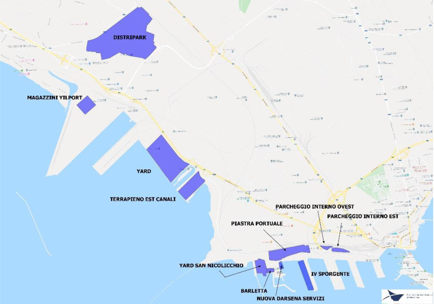 Mappa dell'area della Zona Franca Doganale del Porto di Taranto